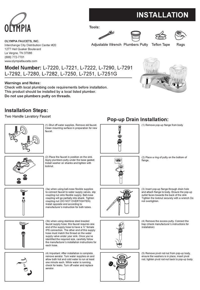 Olympia Faucets, Inc. L-7220 Installation
