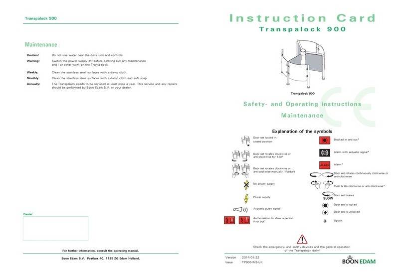 BOON EDAM Transpalock 900 Instruction card