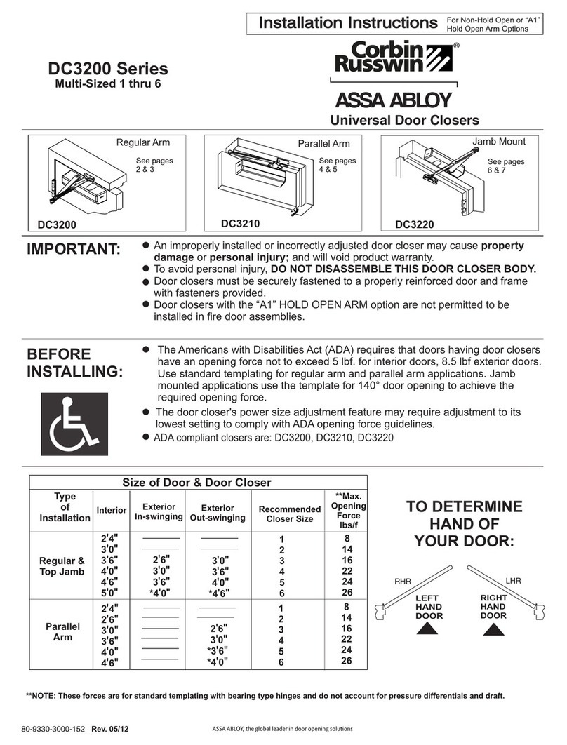 Assa Abloy DC3210 installation instructions