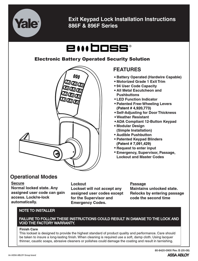 Assa Abloy Yale eBoss 886F Series installation instructions Assa Abloy Yale eBoss 886F Series installation instructions