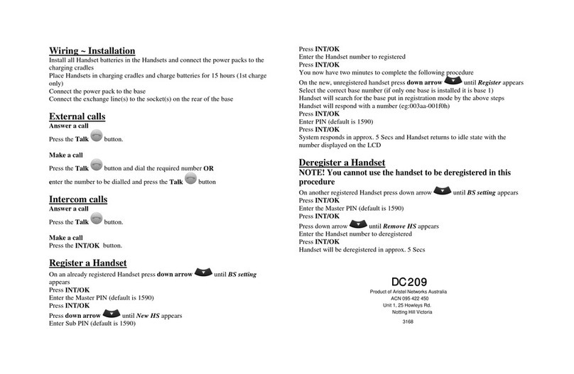 Aristel DC 209 quick start guide Aristel DC 209 quick start guide