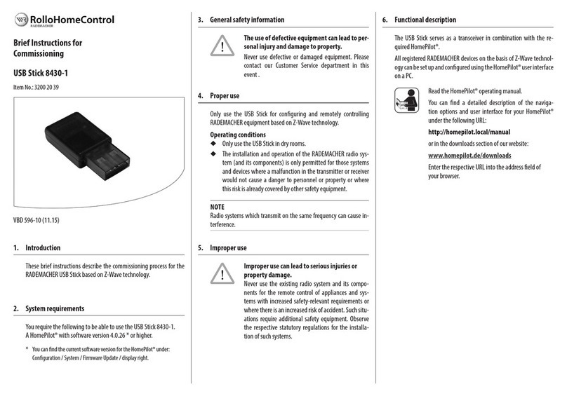 RADEMACHER RolloHomeControl 8430-1 Brief Instructions for Commissioning