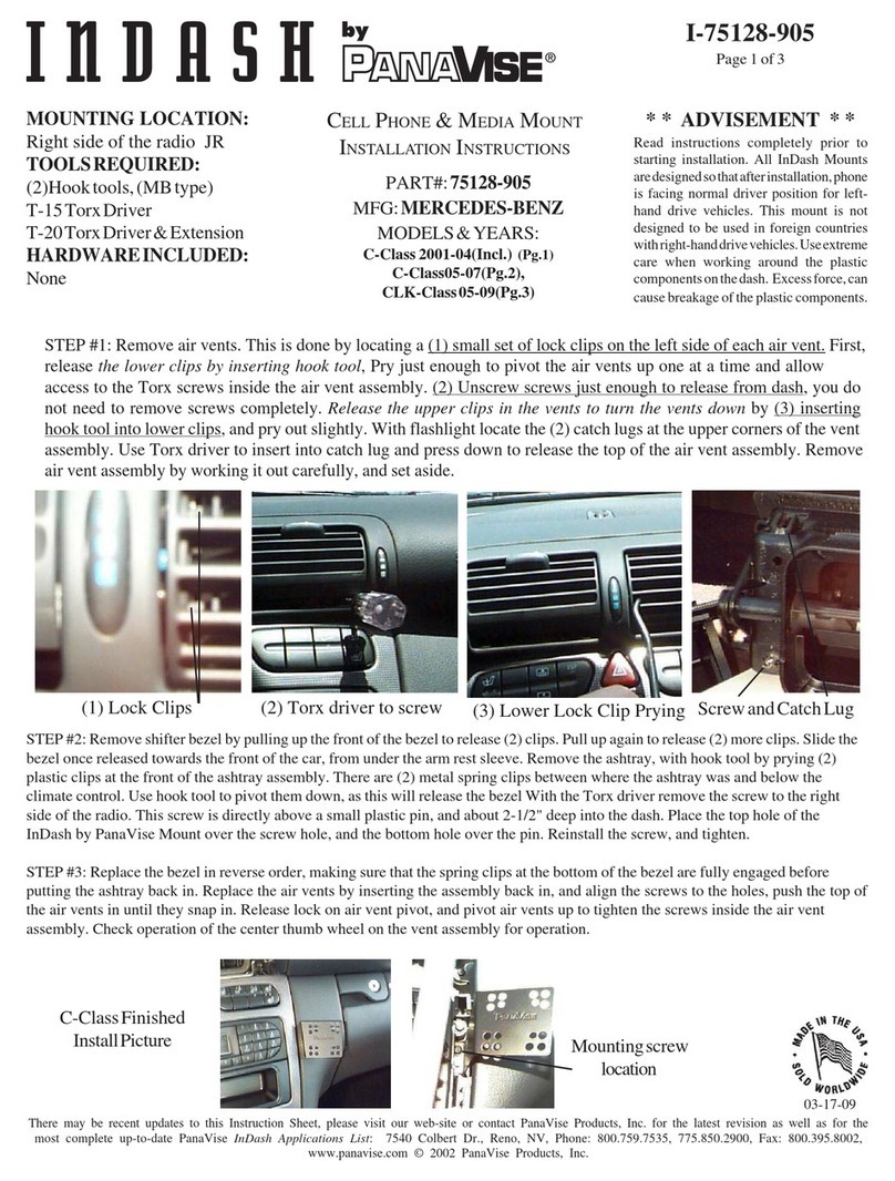 Panavise Indash 75128-905 installation instructions