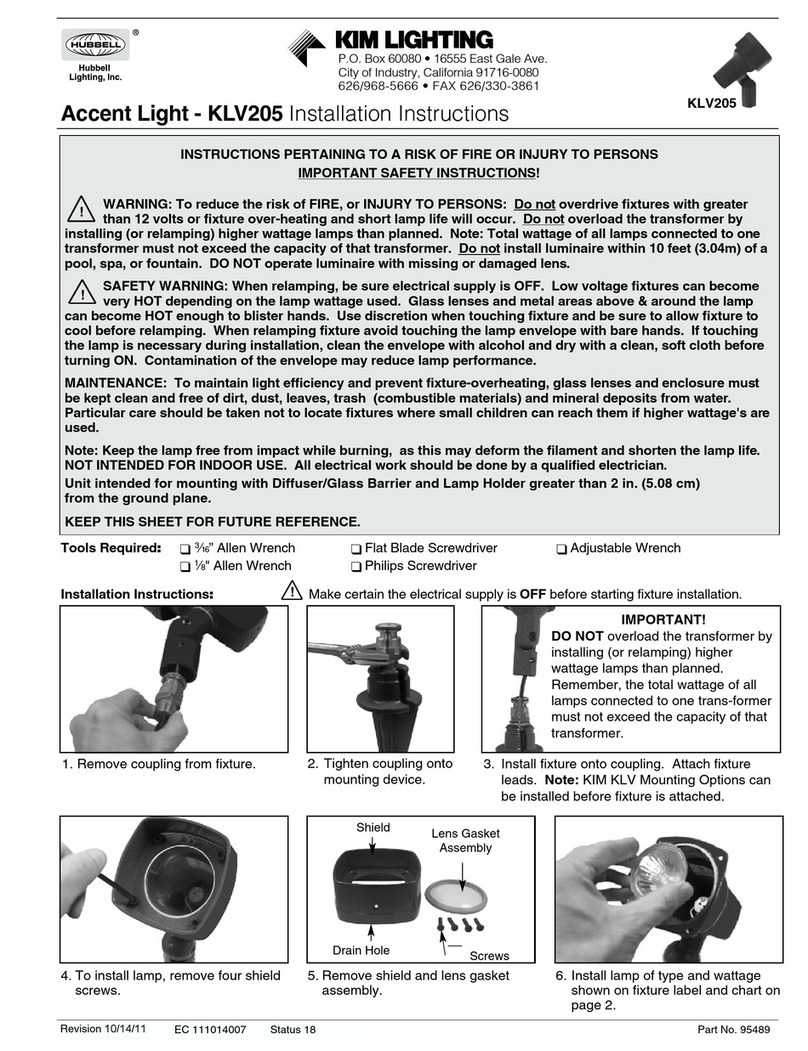 kim lighting KLV205 installation instructions kim lighting KLV205 installation instructions