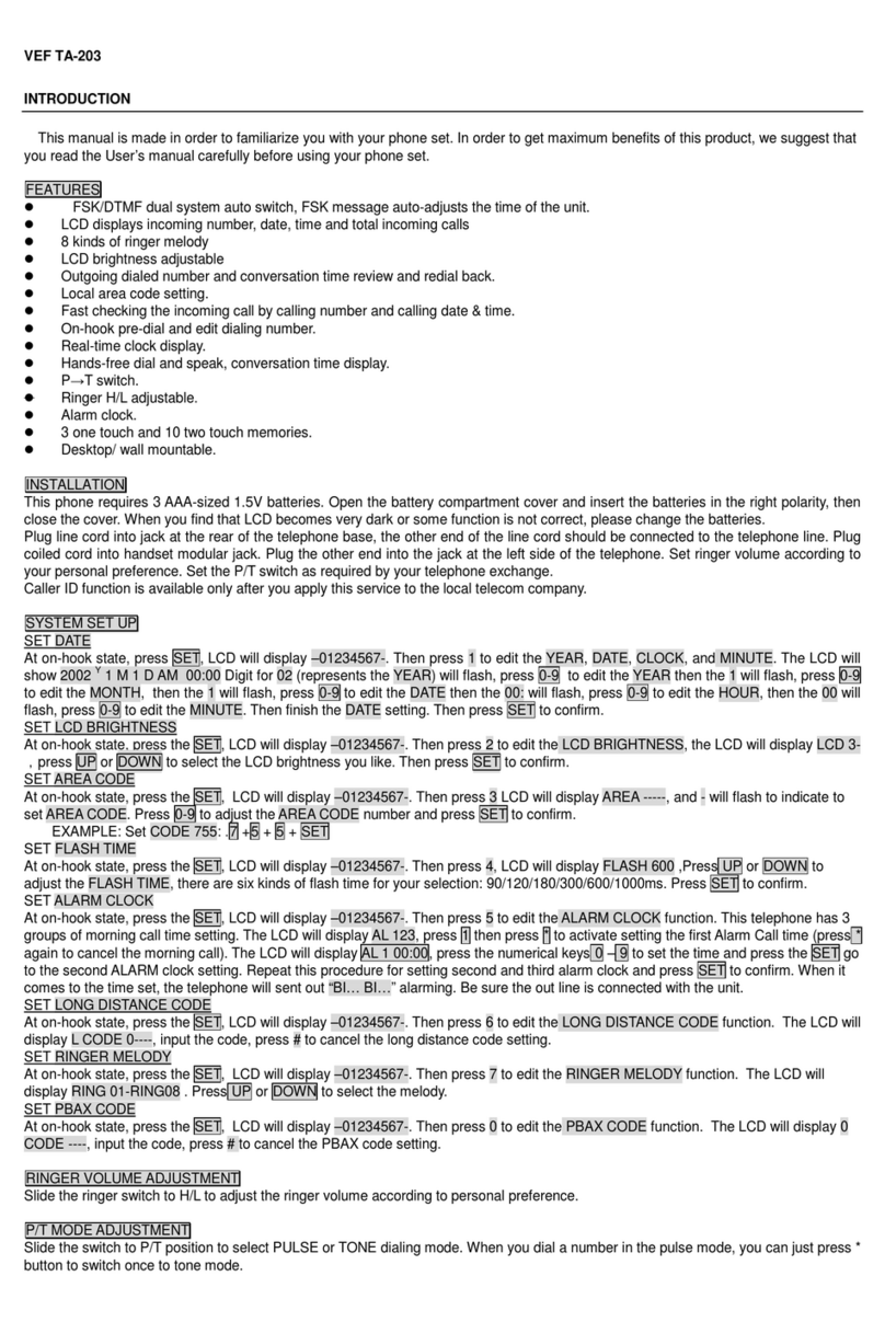 VEF TA-203 manual