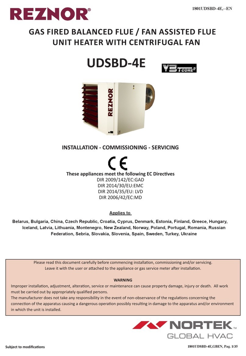 Reznor UDSBD-4E Installation, commissioning, servicing