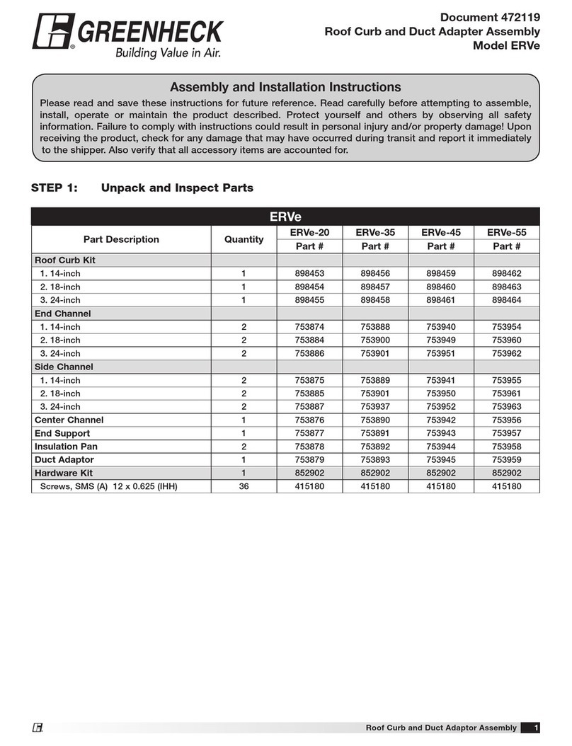 Greenheck ERVe-20 Instruction manual