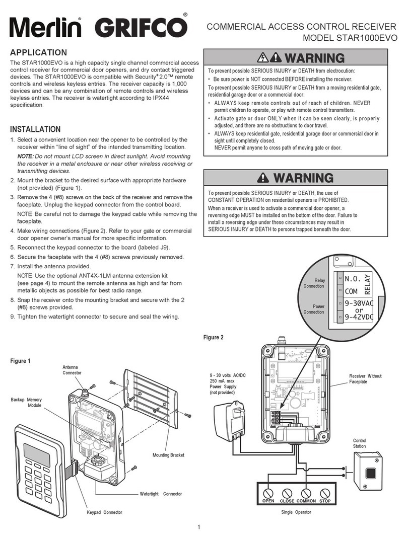 Merlin GRIFCO STAR1000EVO quick start guide