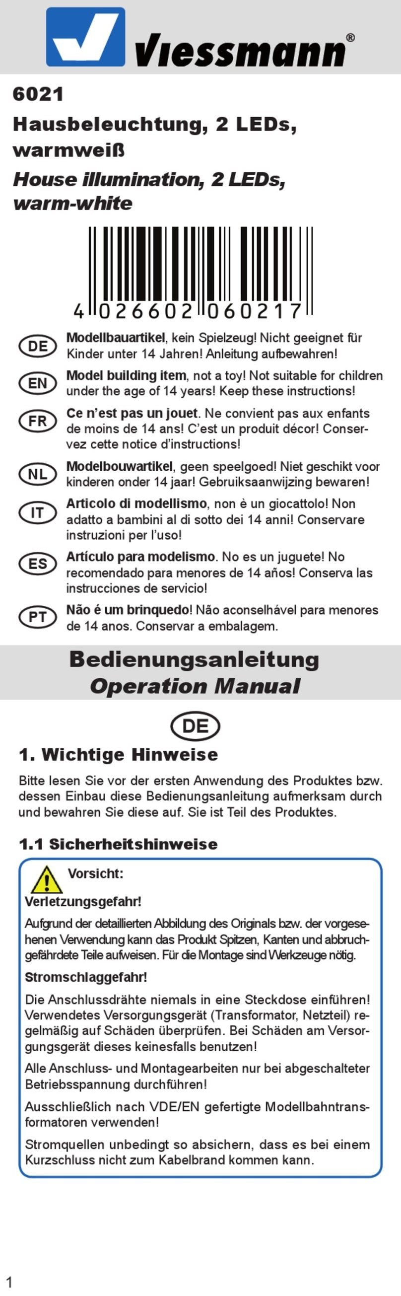 Viessmann 6021 Operation manual