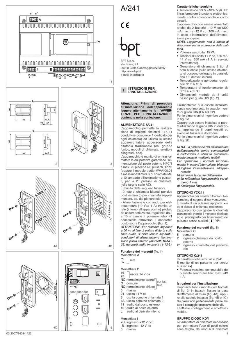 Bpt A/241 User manual