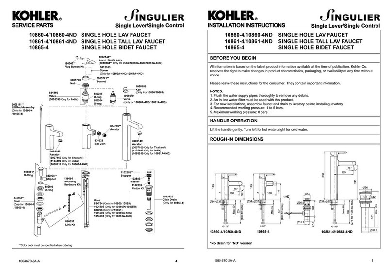 Kohler Singulier 10861-4ND User manual