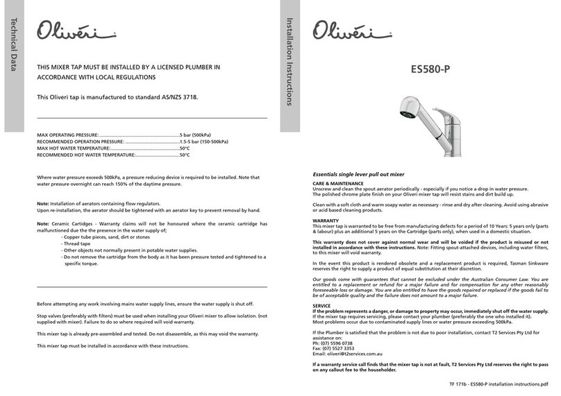 Oliveri ES580-P installation instructions