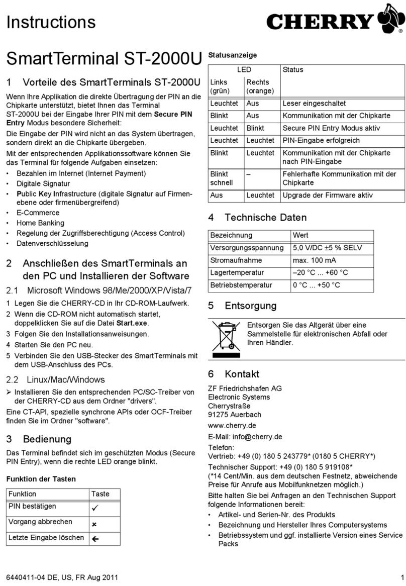 Cherry SmartTerminal ST-2000U instructions