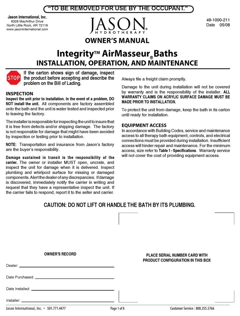 JASON Hydrotherapy Integrity AirMasseur B3260 User manual