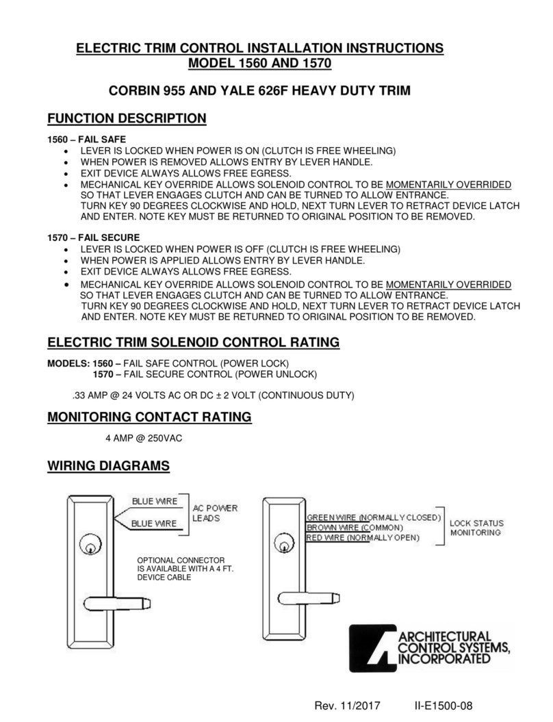 Architectural Control Systems 1560 installation instructions