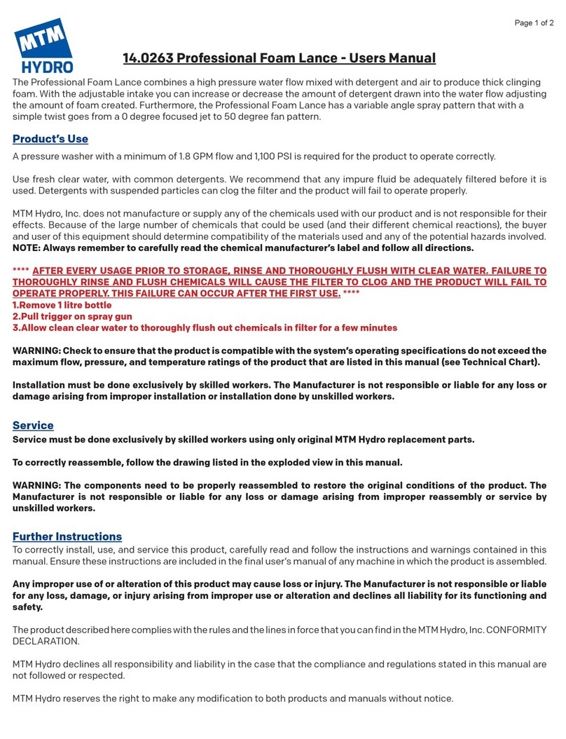MTM HYDRO Professional Foam Lance 14.0263 user manual