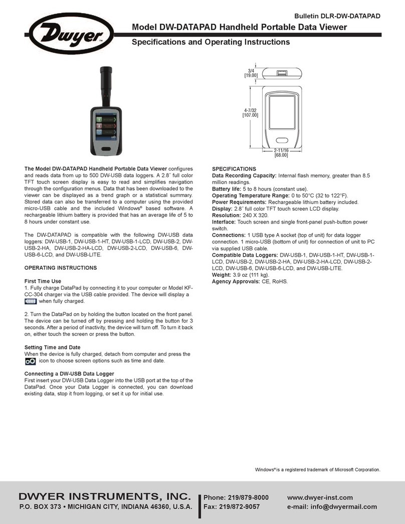 Dwyer Instruments DW-DATAPAD Specification and operating instructions
