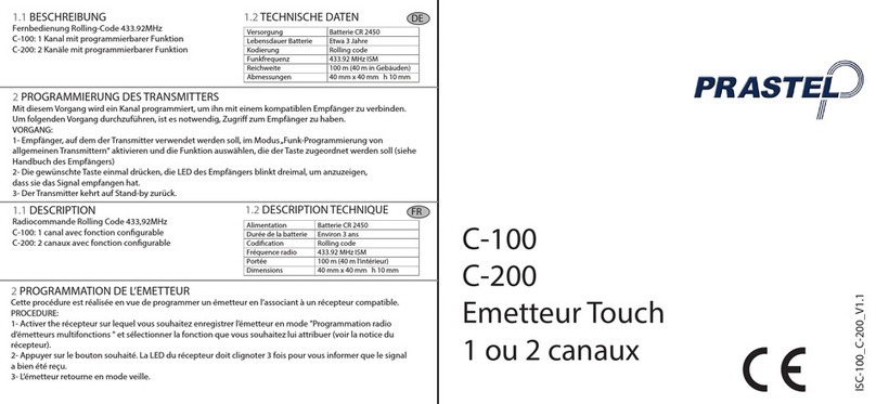 PRASTEL C-100 quick start guide