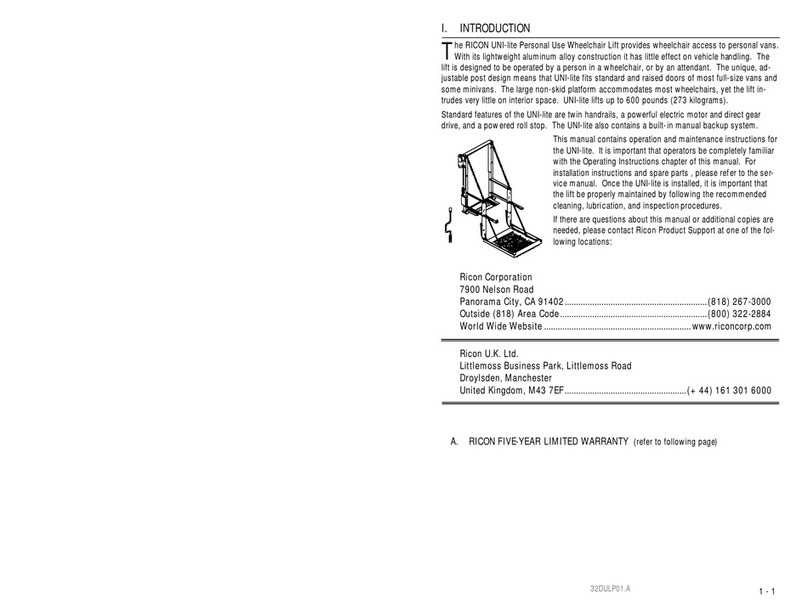 Ricon UNI-lite Operator's manual