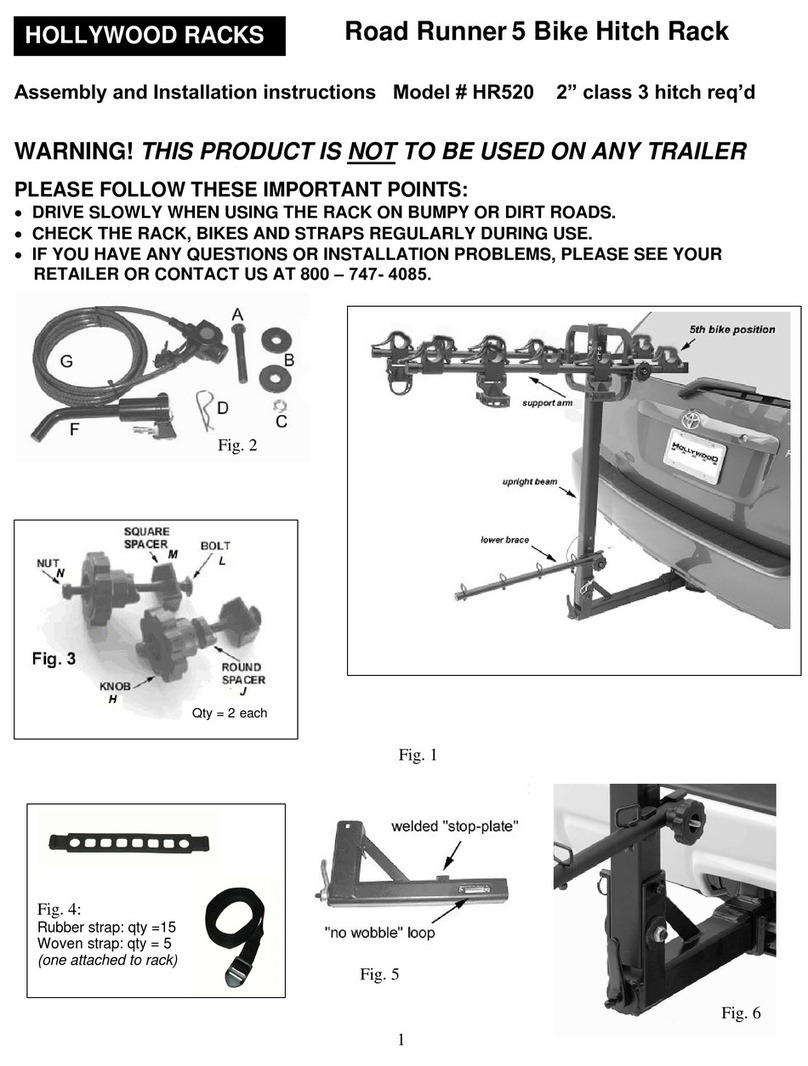 Hollywood Racks Road Runner 5 Bike Hitch Rack Instruction manual Hollywood Racks Road Runner 5 Bike Hitch Rack Instruction manual