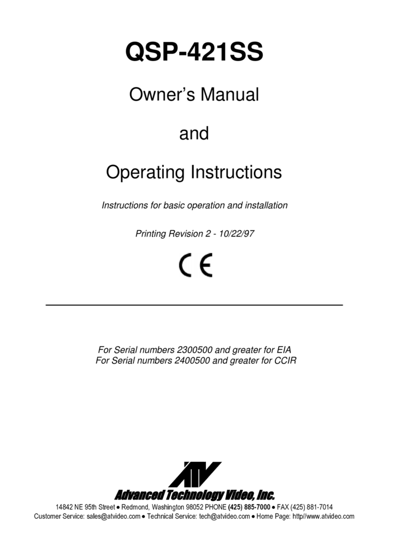 Advanced Technology Video QuadraSplit 421SS Owner's Manual and Operating Instructions
