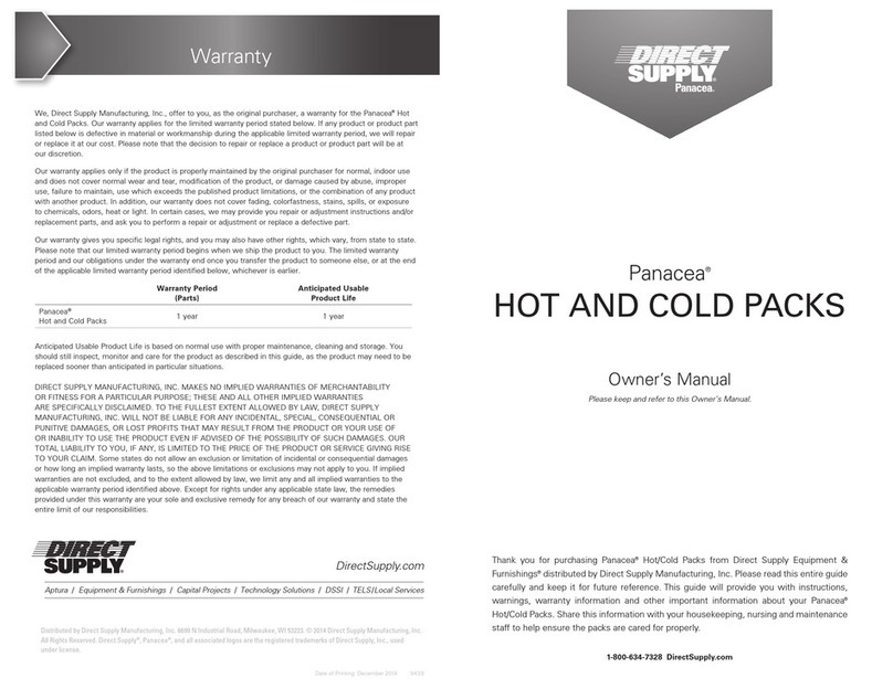 Direct Supply Panacea Hot and Cold Packs owner's manual