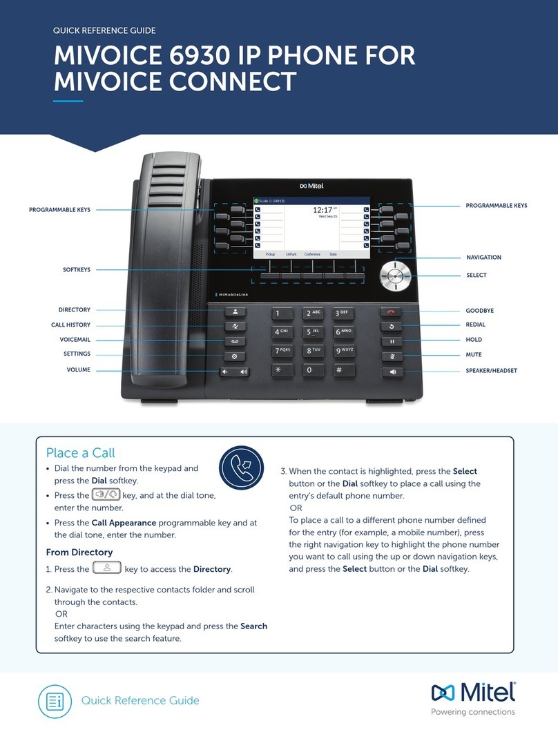 Mitel MiVOICE 6930 Quick reference guide