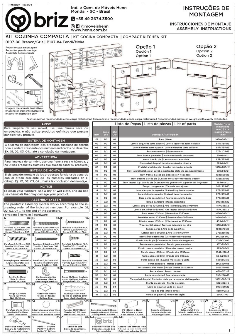 Briz B107-80 Branco Assembly instructions
