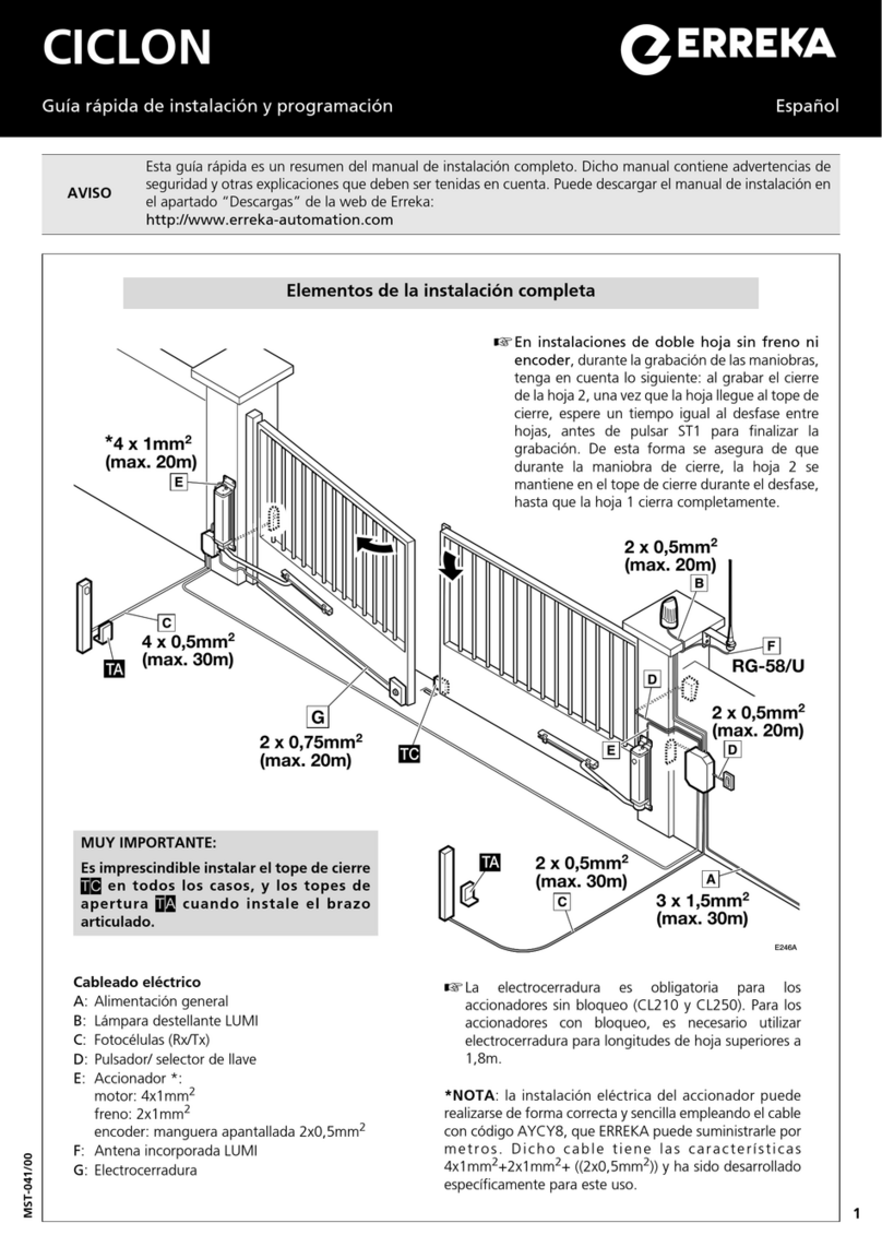 Erreka CICLON Series Quick installation and programming guide