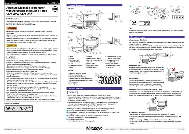 Mitutoyo CLM-DKX User manual