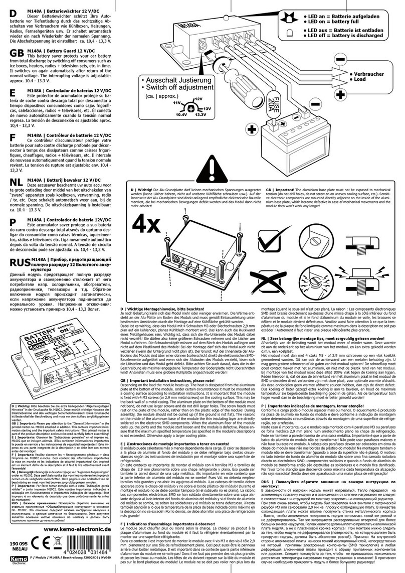 Kemo Electronic M148A installation instructions Kemo Electronic M148A installation instructions
