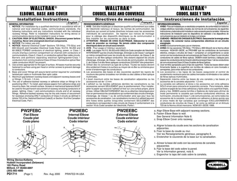 Hubbell Walltrak PW2FEBC User manual