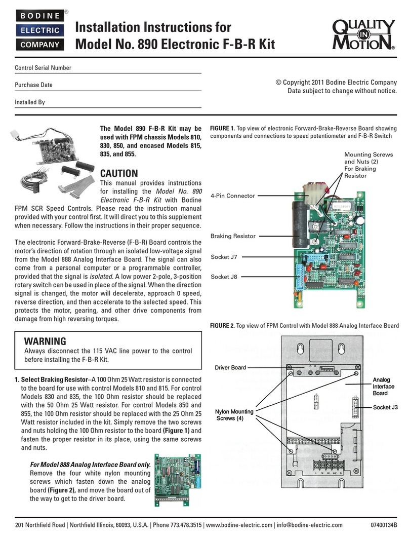 Bodine Quality in Motion 890 installation instructions