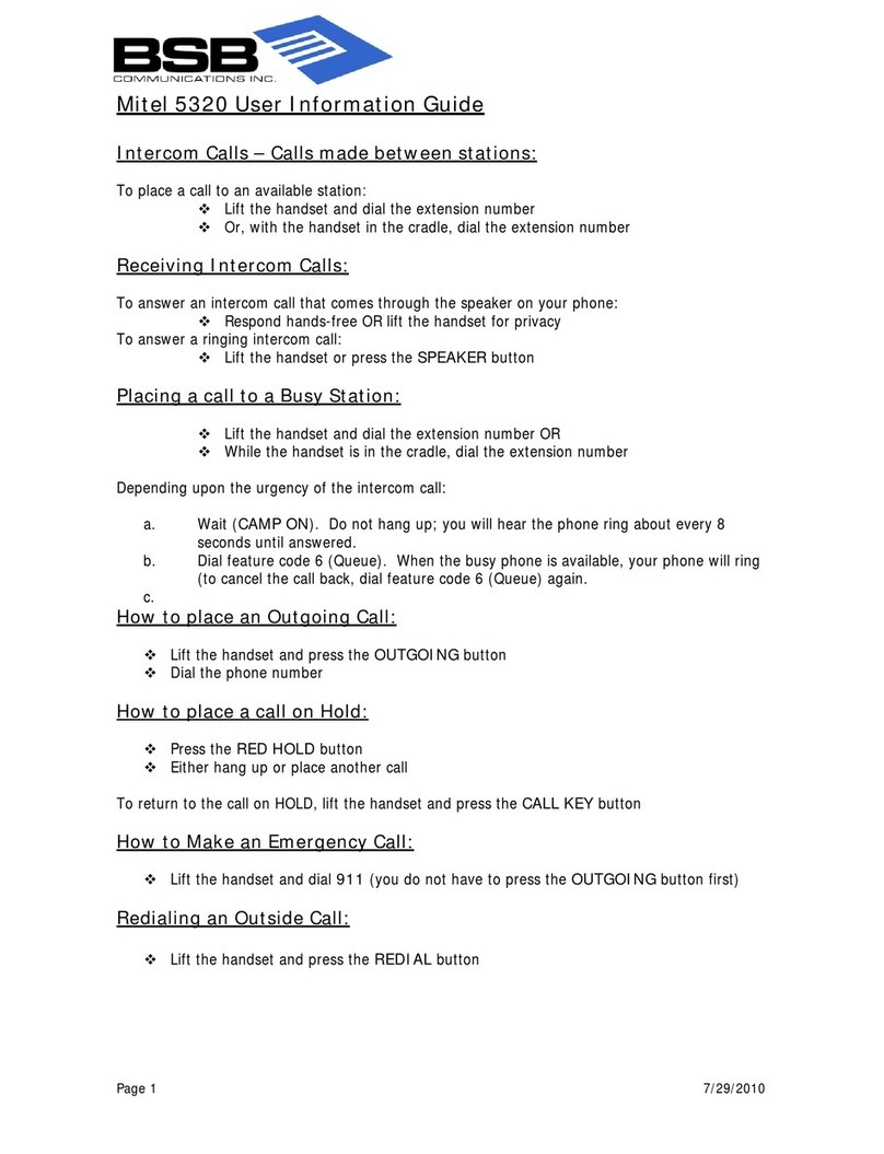 Mitel 5320 User's information guide