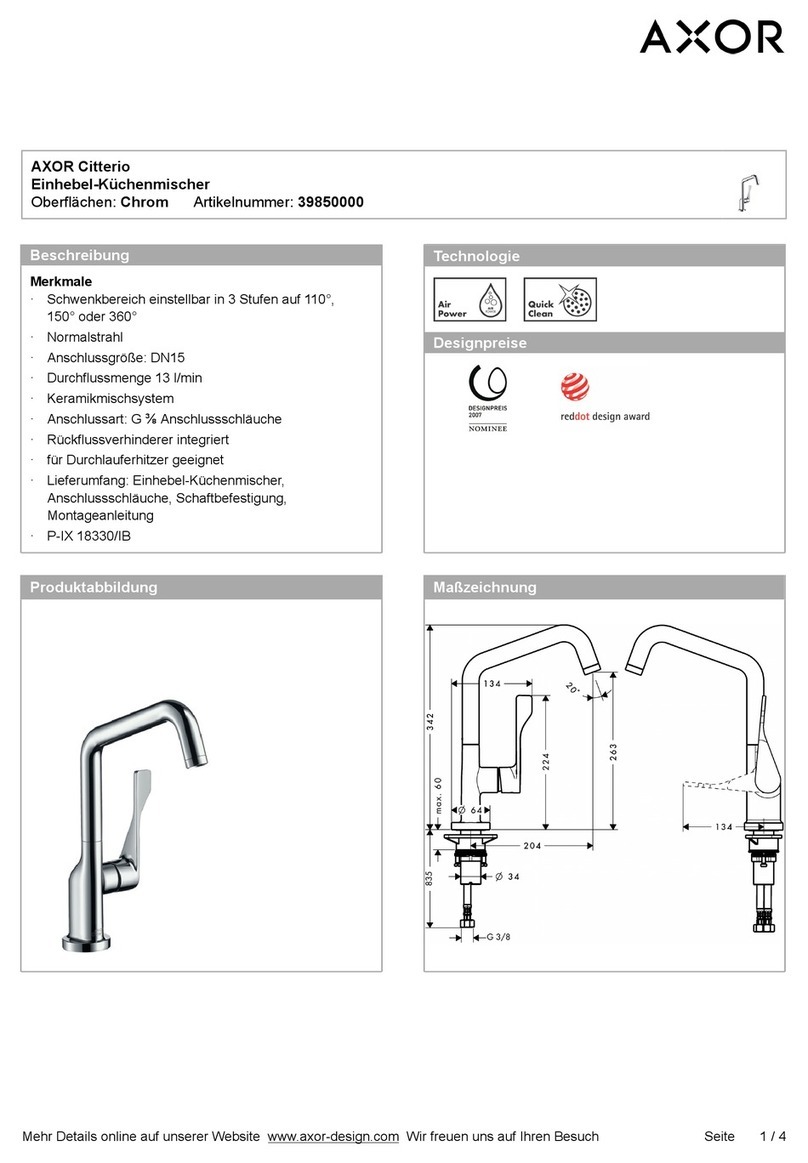 Hans Grohe AXOR Citterio 39850 Series Manual
