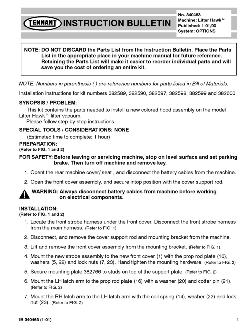 Tennant Litter Hawk 340463 Instruction bulletin