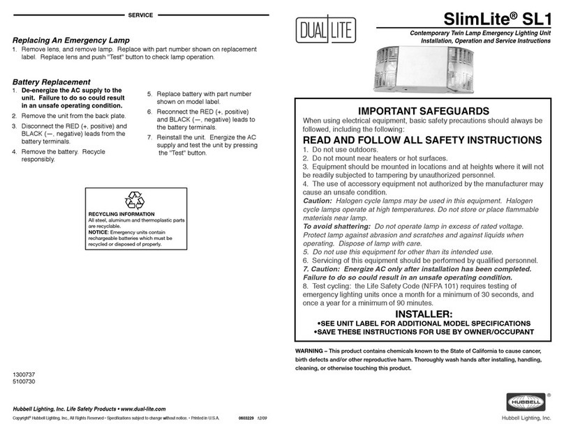DualLite SlimLite SL1 Installation, operation and service instructions DualLite SlimLite SL1 Installation, operation and service instructions