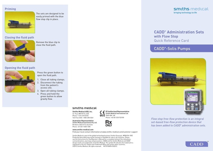 Smiths Medical CADD Administration Sets with Flow Stop Quick reference card