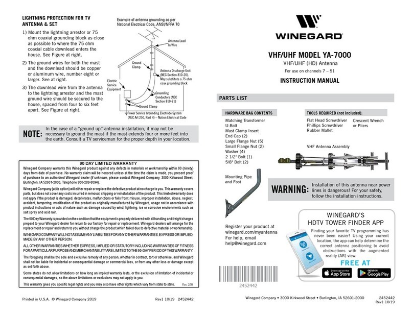 Winegard YA-7000 instruction manual