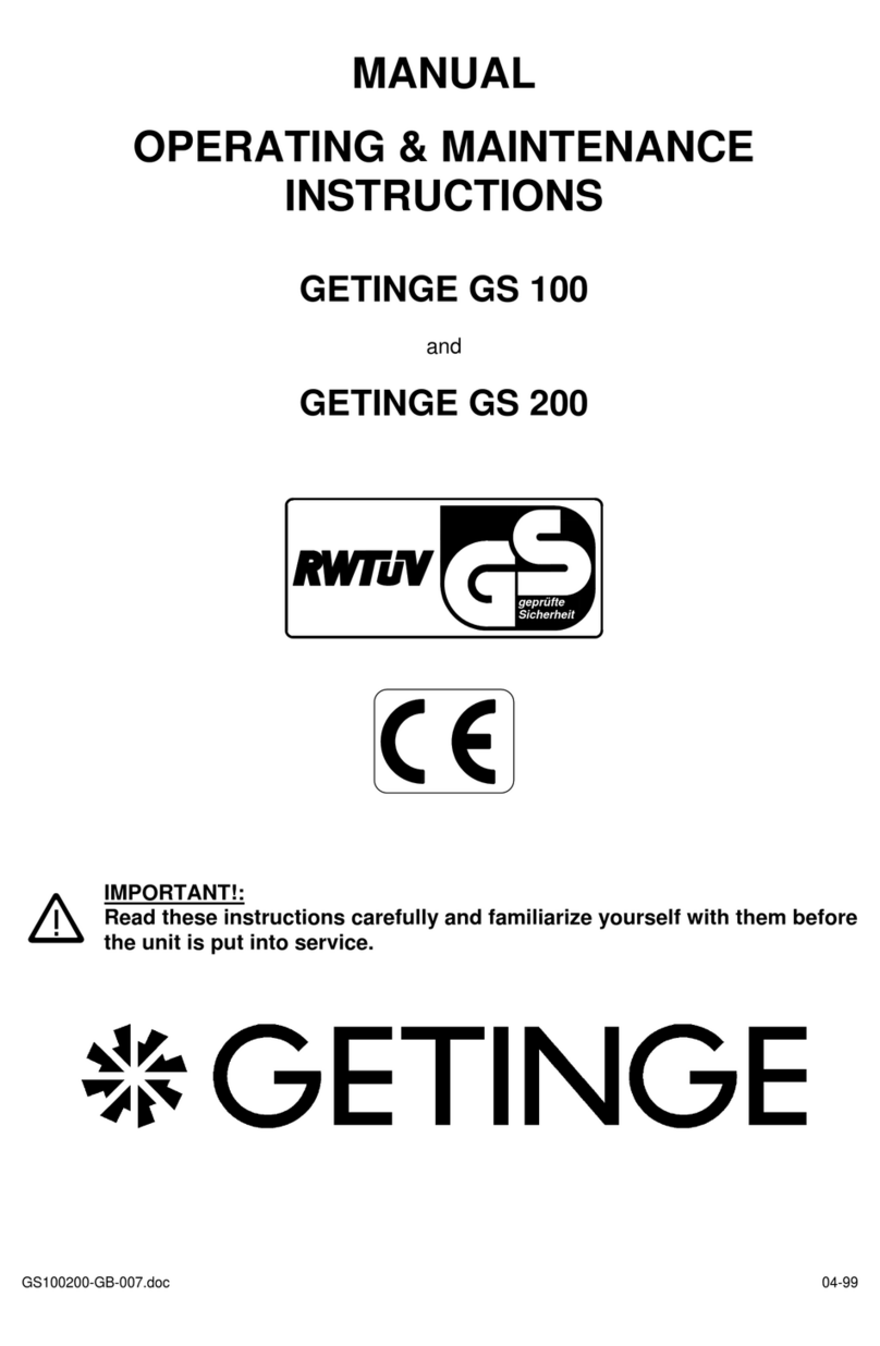 Getinge GS 100 Installation and operation manual