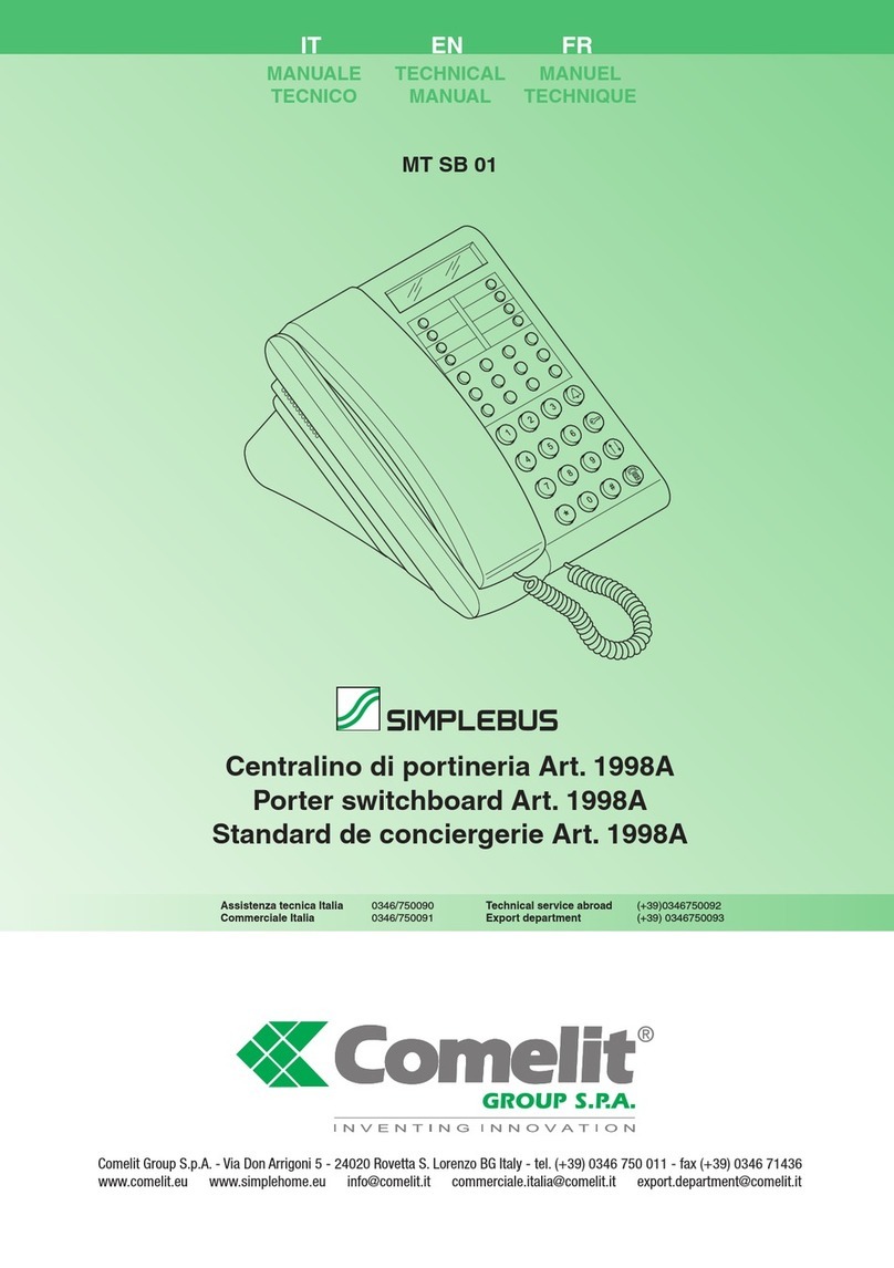 Comelit MT SB 01 Technical manual