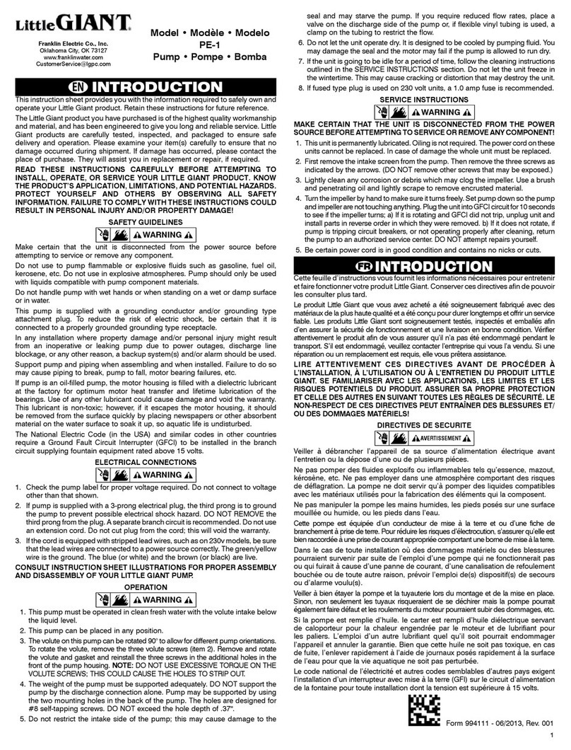 Little Giant PE-1 instruction sheet