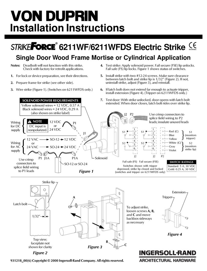Von Duprin StrikeForce 6211WF User manual