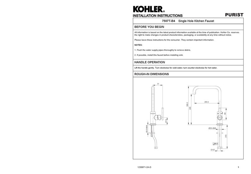 Kohler PURIST 7507T-B4 User manual