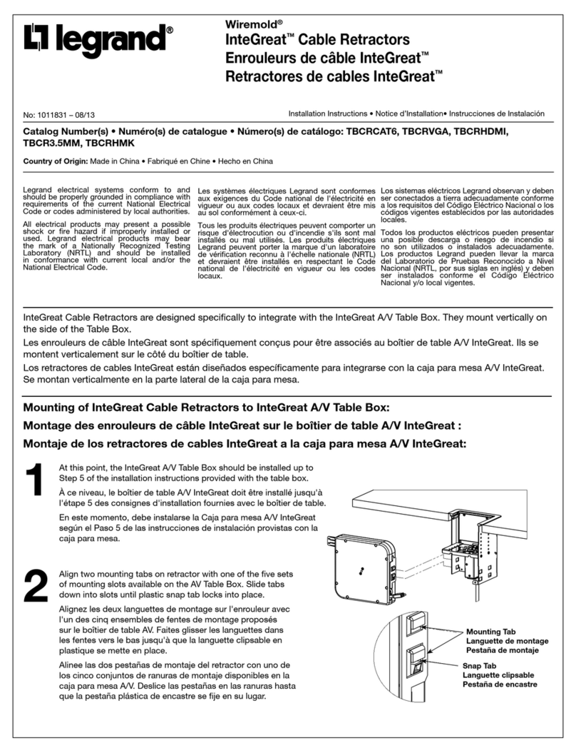 LEGRAND Wiremold InteGreat TBCRCAT6 installation instructions