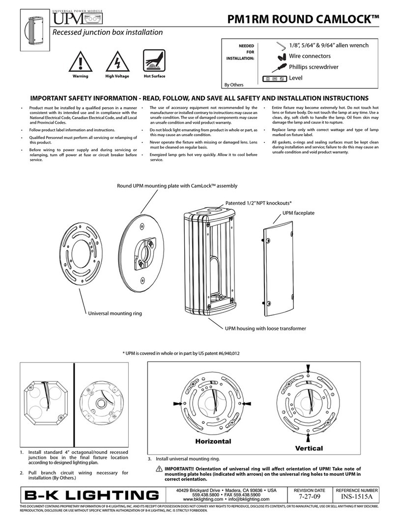 B-K lighting CamLock UPM PM1RM installation instructions