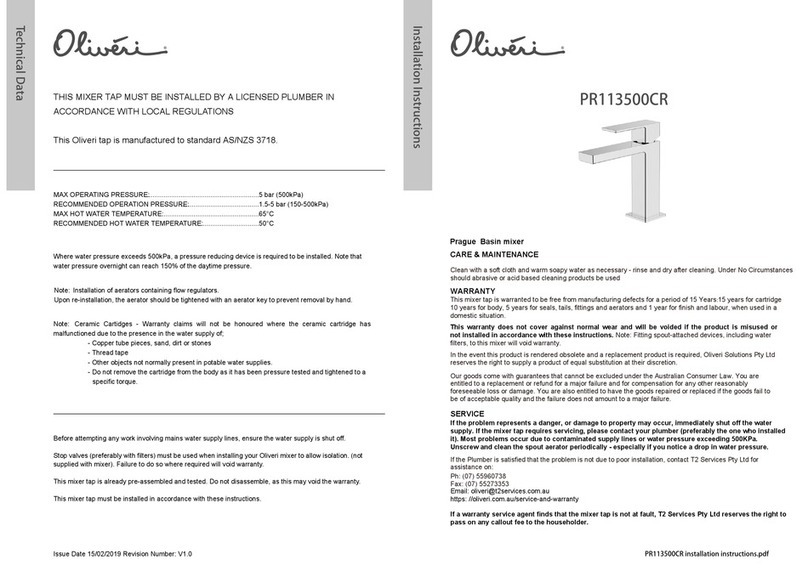 Oliveri PR113500CR User manual