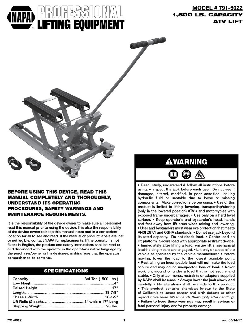 Napa 791-6022 Operating manual & parts list