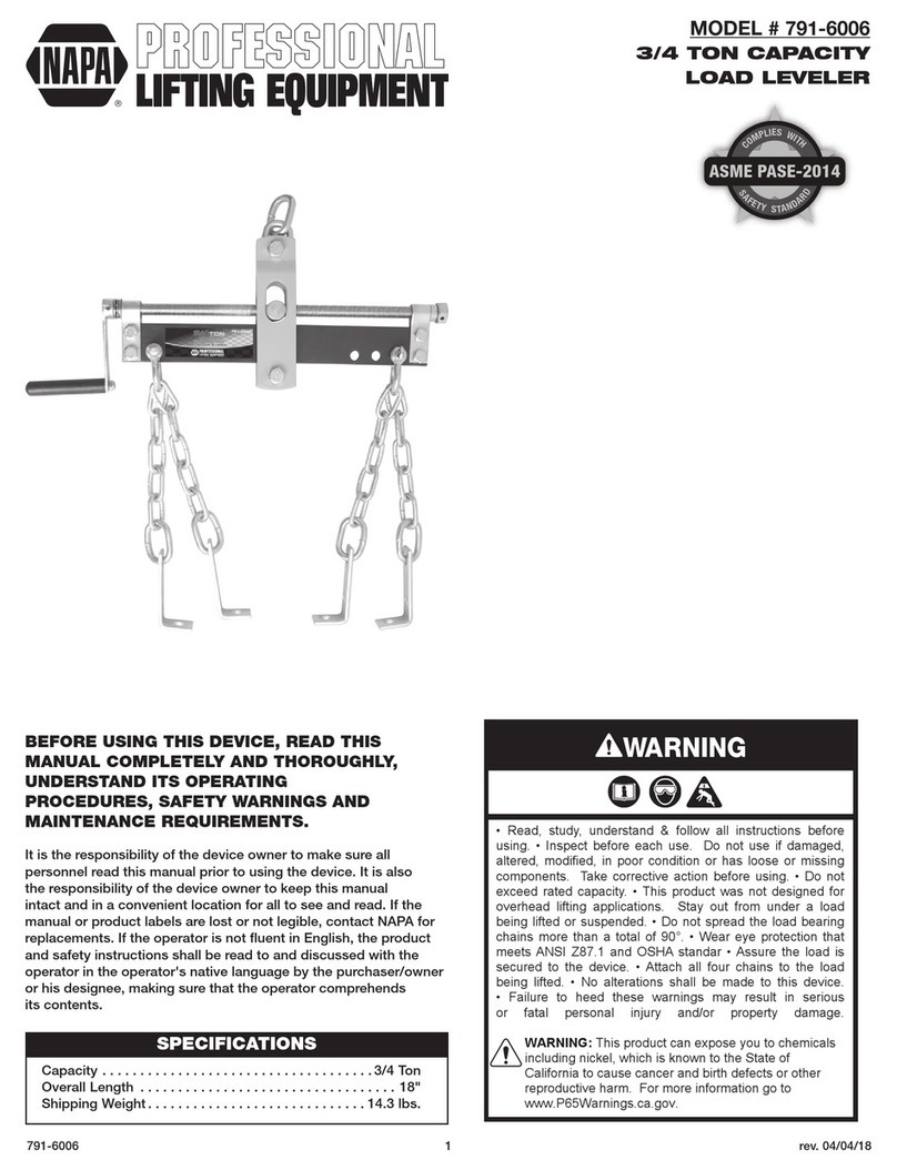 Napa 791-6006 Operating manual & parts list