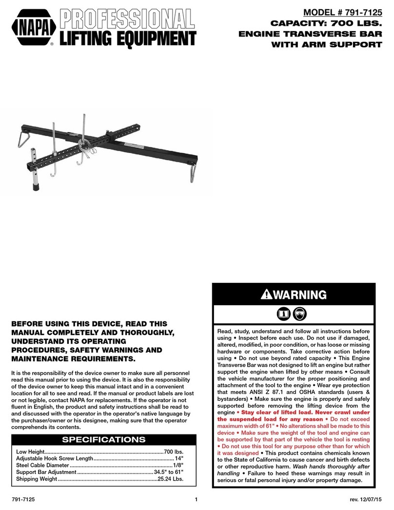 Napa 791-7125 Operating manual & parts list